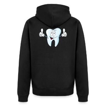 Zahn - Unisex Premium Bio Zip Hoodie - Schwarz - Hinten - Nico (187cm)