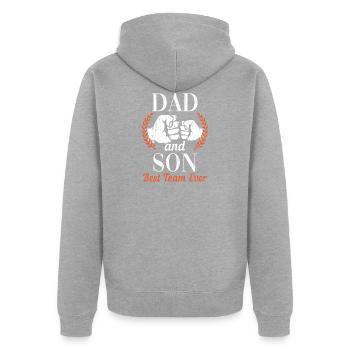 DAD et SON meilleure équipe de tous les temps - Veste à capuche bio Premium Unisexe - gris chiné - Dos - Nico (187cm)