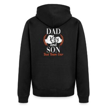 DAD and SON Best Team Ever - Unisex Premium Organic Zip Hoodie - black - Back - Nico (187cm)