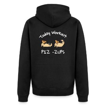 Pug pizza - Veste à capuche bio Premium Unisexe - noir - Dos - Nico (187cm)