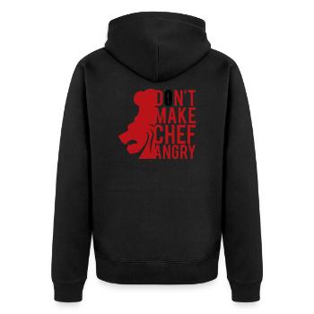 Do not make CHEF angry! Boss funny saying gift - Unisex Premium Organic Zip Hoodie - black - Back - Nico (187cm)