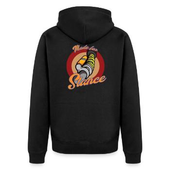 Auto Tuning Gewindefahrwerk Federn Lifestyle LOW - Unisex Premium Bio Zip Hoodie - Schwarz - Hinten - Nico (187cm)