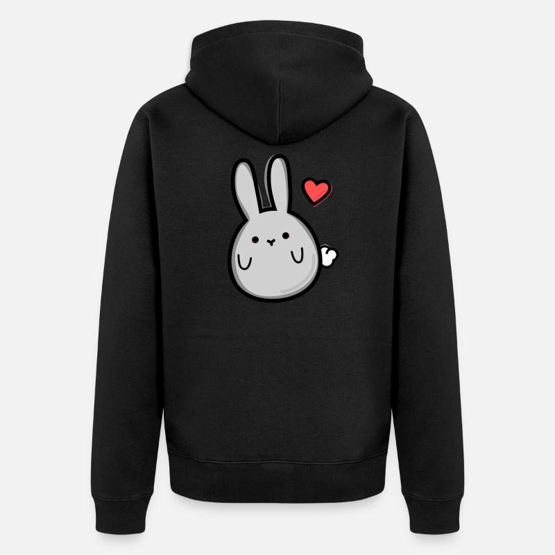 Hase mit Herz - Unisex Premium Bio Zip Hoodie - Schwarz