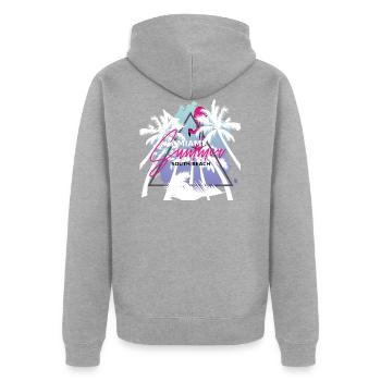 Miami Summer South Beach Mojo Design Thé - Veste à capuche bio Premium Unisexe - gris chiné - Dos - Nico (187cm)