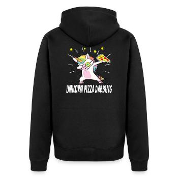 unicorn dab licorne pizza idée de cadeau - Veste à capuche bio Premium Unisexe - noir - Dos - Nico (187cm)