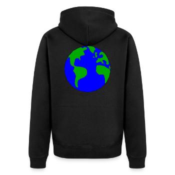 Erde - Unisex Premium Bio Zip Hoodie - Schwarz - Hinten - Nico (187cm)