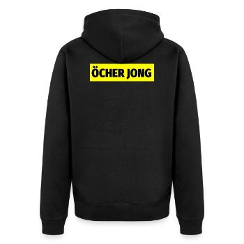 Öcher Jong Aachen Aachener Dialekt Platt Geschenk - Unisex Premium Bio Zip Hoodie - Schwarz - Hinten - Nico (187cm)