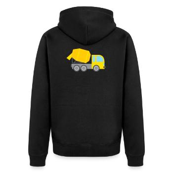 Betonmischer LKW Fahrer - Unisex Premium Bio Zip Hoodie - Schwarz - Hinten - Nico (187cm)