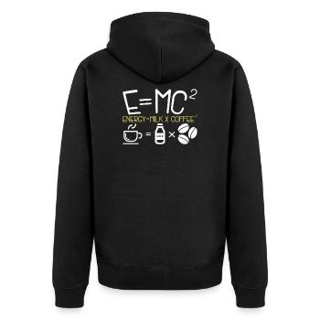 Café & Physique: Energie = Lait + Café Carré - Veste à capuche bio Premium Unisexe - noir - Dos - Nico (187cm)