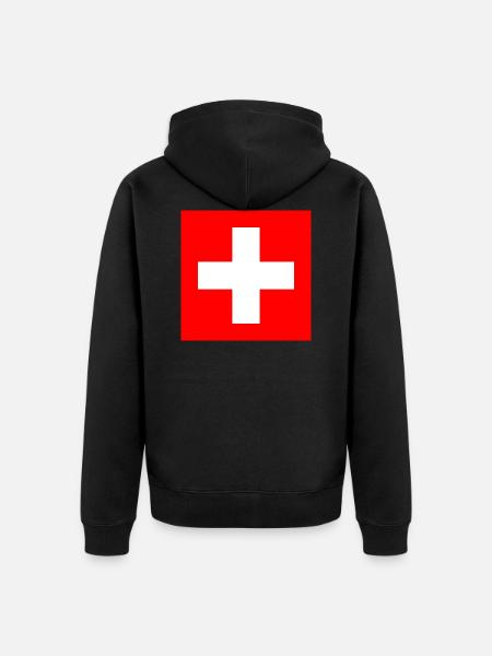 Switzerland / Scweizer / Flag - Unisex Premium Organic Zip Hoodie - black