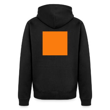 Viereck orange Form Geschenkidee - Unisex Premium Bio Zip Hoodie - Schwarz - Hinten - Nico (187cm)