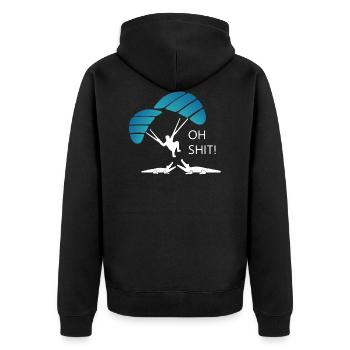 Paragliding - Unisex Premium Bio Zip Hoodie - Schwarz - Hinten - Nico (187cm)