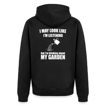 Gärtner Garten - Unisex Premium Bio Zip Hoodie - Schwarz - Hinten - Nico (187cm)
