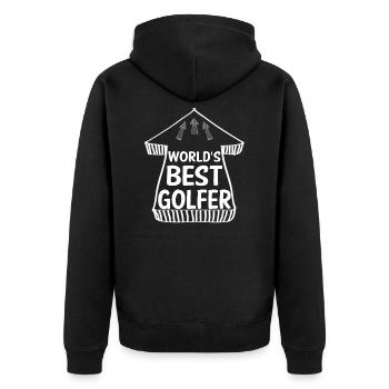 Golfing - Unisex Premium Organic Zip Hoodie - black - Back - Nico (187cm)