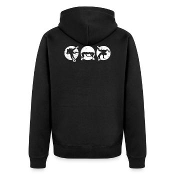 Ringen - Unisex Premium Bio Zip Hoodie - Schwarz - Hinten - Nico (187cm)