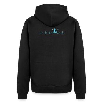 Sailing Heartbeat | Gift Sailing Heartbeat - Unisex Premium Organic Zip Hoodie - black - Back - Nico (187cm)