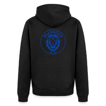 WoW! Ein klares Bekenntnis zur Allianz - Unisex Premium Bio Zip Hoodie - Schwarz - Hinten - Nico (187cm)