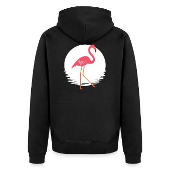 flamingo - Unisex Premium Organic Zip Hoodie - black - Back - Nico (187cm)