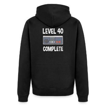 40ème anniversaire Niveau 40 Idée Cadeau Complet - Veste à capuche bio Premium Unisexe - noir - Dos - Nico (187cm)