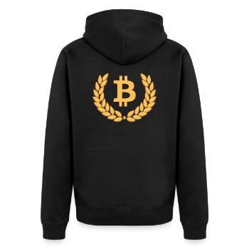 Bitcoin - Unisex Premium Bio Zip Hoodie - Schwarz - Hinten - Nico (187cm)