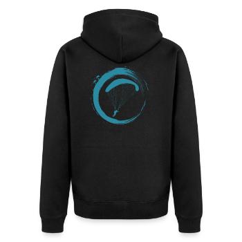 Paragliding - Unisex Premium Bio Zip Hoodie - Schwarz - Hinten - Nico (187cm)