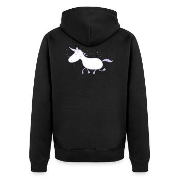 Einhorn - Unisex Premium Bio Zip Hoodie - Schwarz - Hinten - Nico (187cm)