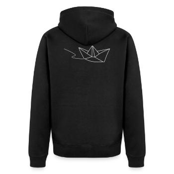 Paper boat - sail away - Unisex Premium Organic Zip Hoodie - black - Back - Nico (187cm)
