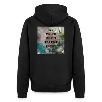 HARD WORK BEATS TALENT EVERY TIME - Veste à capuche bio Premium Unisexe - noir - Dos - Nico (187cm)