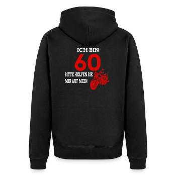 60. Geburtstag Motorrad fahren - Unisex Premium Bio Zip Hoodie - Schwarz - Hinten - Nico (187cm)