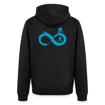 Triathlon Swim Bike Run - Unisex Premium Organic Zip Hoodie - black - Back - Nico (187cm)