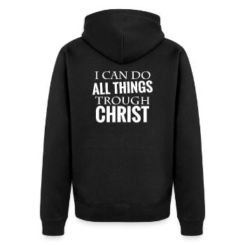 bible verse Christ - Unisex Premium Organic Zip Hoodie - black - Back - Nico (187cm)