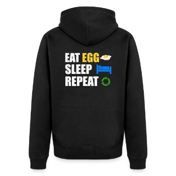 Ei - Unisex Premium Bio Zip Hoodie - Schwarz - Hinten - Nico (187cm)