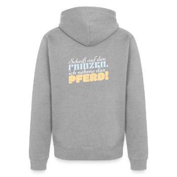 Lustige Reitersprüche Für Reiter Und Pferde Fans - Unisex Premium Bio Zip Hoodie - Grau meliert - Hinten - Nico (187cm)