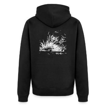 Schweißen - Unisex Premium Bio Zip Hoodie - Schwarz - Hinten - Nico (187cm)