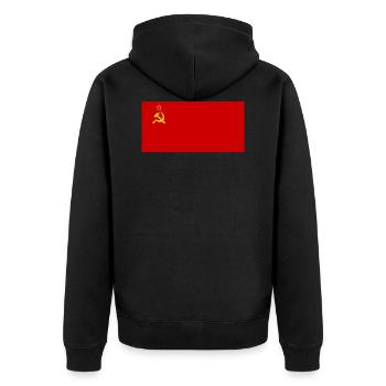 Flagge der Sowjetunion - Unisex Premium Bio Zip Hoodie - Schwarz - Hinten - Nico (187cm)