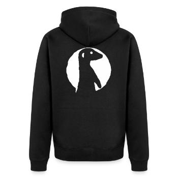 Erdmännchen Suricate Mungo Affe Tiere Geschenkidee - Unisex Premium Bio Zip Hoodie - Schwarz - Hinten - Nico (187cm)