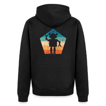 Roboter Vintage Retro - Unisex Premium Bio Zip Hoodie - Schwarz - Hinten - Nico (187cm)
