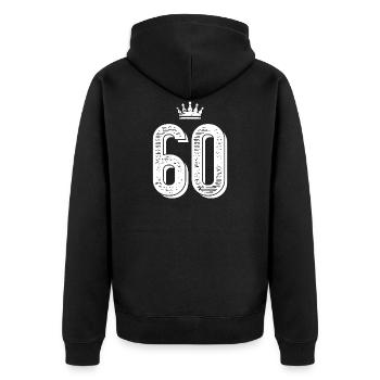 60 krone - Unisex Premium Bio Zip Hoodie - Schwarz - Hinten - Nico (187cm)