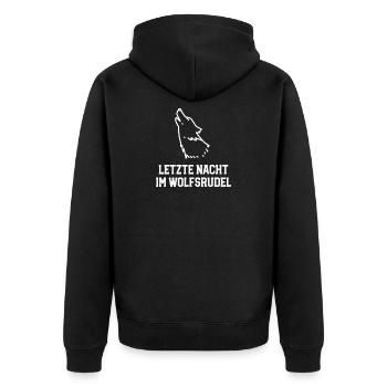 Junggesellenabschied Bräutigam heiratet Wolf JGA - Unisex Premium Bio Zip Hoodie - Schwarz - Hinten - Nico (187cm)