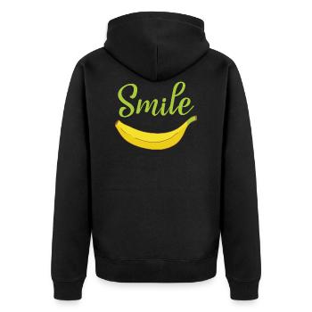 Smile - Unisex Premium Organic Zip Hoodie - black - Back - Nico (187cm)