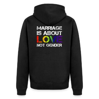 LGBT Marriage is about love Gay Pride CSD Ehe - Unisex Premium Bio Zip Hoodie - Schwarz - Hinten - Nico (187cm)