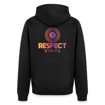 Disco Sisco • Respect Vinyl - Unisex Premium Organic Zip Hoodie - black - Back - Nico (187cm)