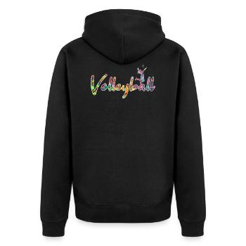 Volleyball - Unisex Premium Bio Zip Hoodie - Schwarz - Hinten - Nico (187cm)