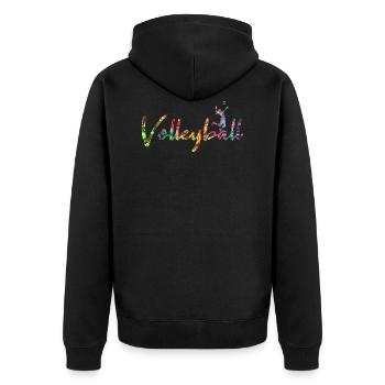 Volleyball - Unisex Premium Bio Zip Hoodie - Schwarz - Hinten - Nico (187cm)