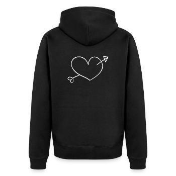 herzchen liebe - Unisex Premium Bio Zip Hoodie - Schwarz - Hinten - Nico (187cm)