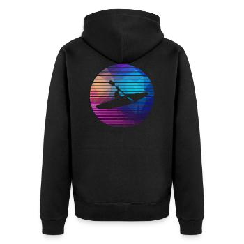 Kayak - Unisex Premium Bio Zip Hoodie - Schwarz - Hinten - Nico (187cm)