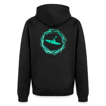 Kayaking - Unisex Premium Bio Zip Hoodie - Schwarz - Hinten - Nico (187cm)