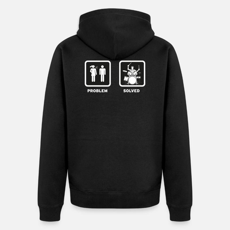 Drummer: Problem -Solved - Unisex Premium Organic Zip Hoodie - black