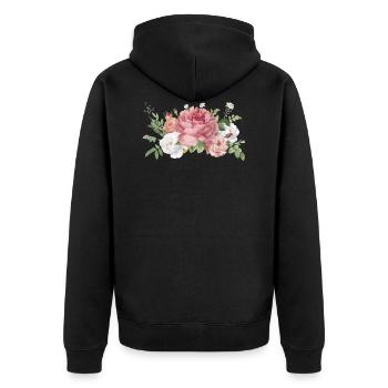 FLOWER - Unisex Premium Bio Zip Hoodie - Schwarz - Hinten - Nico (187cm)