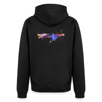 Berlin Skyline - Unisex Premium Organic Zip Hoodie - black - Back - Nico (187cm)